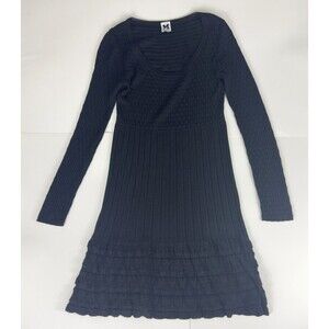 M Missoni Black Wool Blend Knit Ribbed Long Sleeve Women's Dress Size US 6